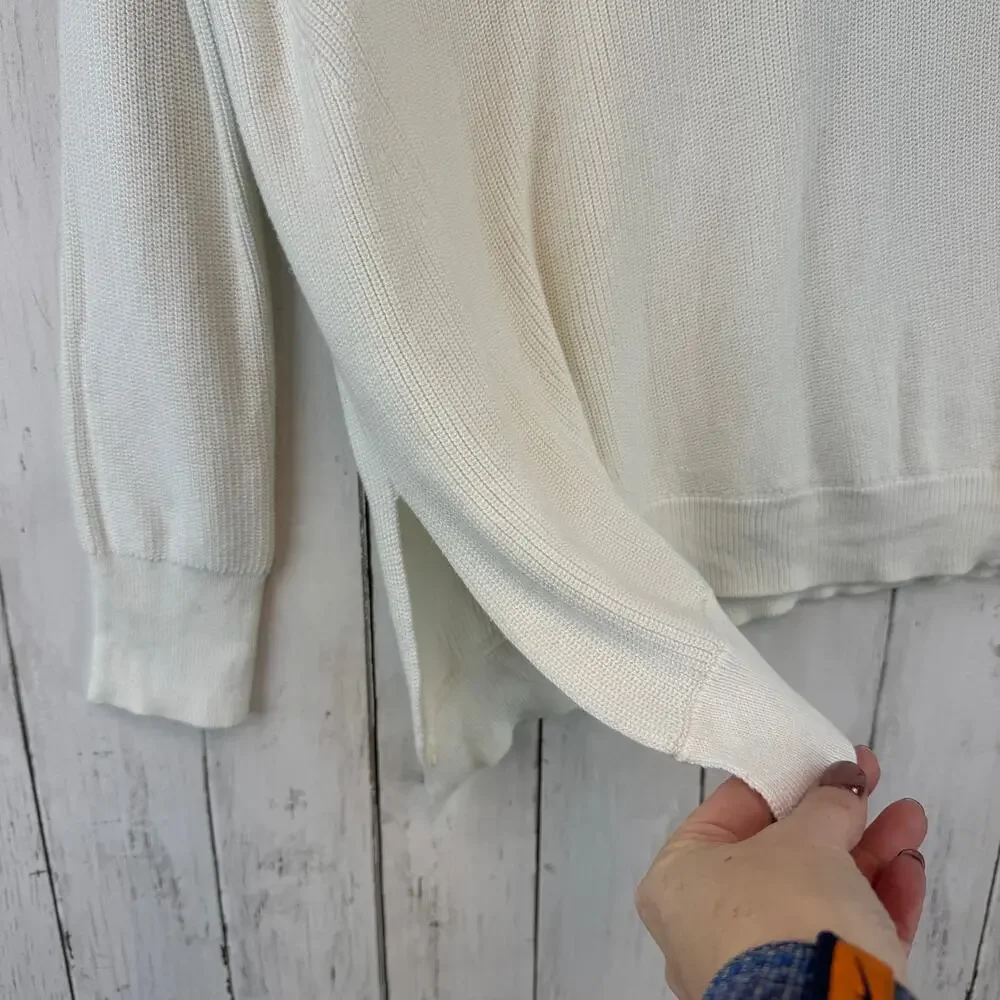 Athleta Cream Pima Cotton Silk Rest Day Asymmetrical Oversized Sweater Size XS